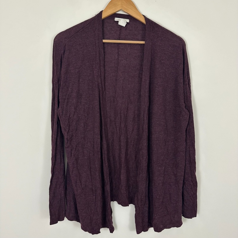 H&M Cardigan Sweater Burgundy Long Sleeve Lightweight Open Front Womens Large